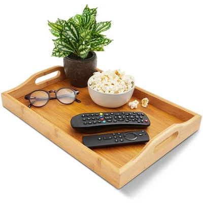 Juvale Wood Serving Tray with Handles, 16 x 11 x 2", Serve Coffee, Tea - Image 1 of 4