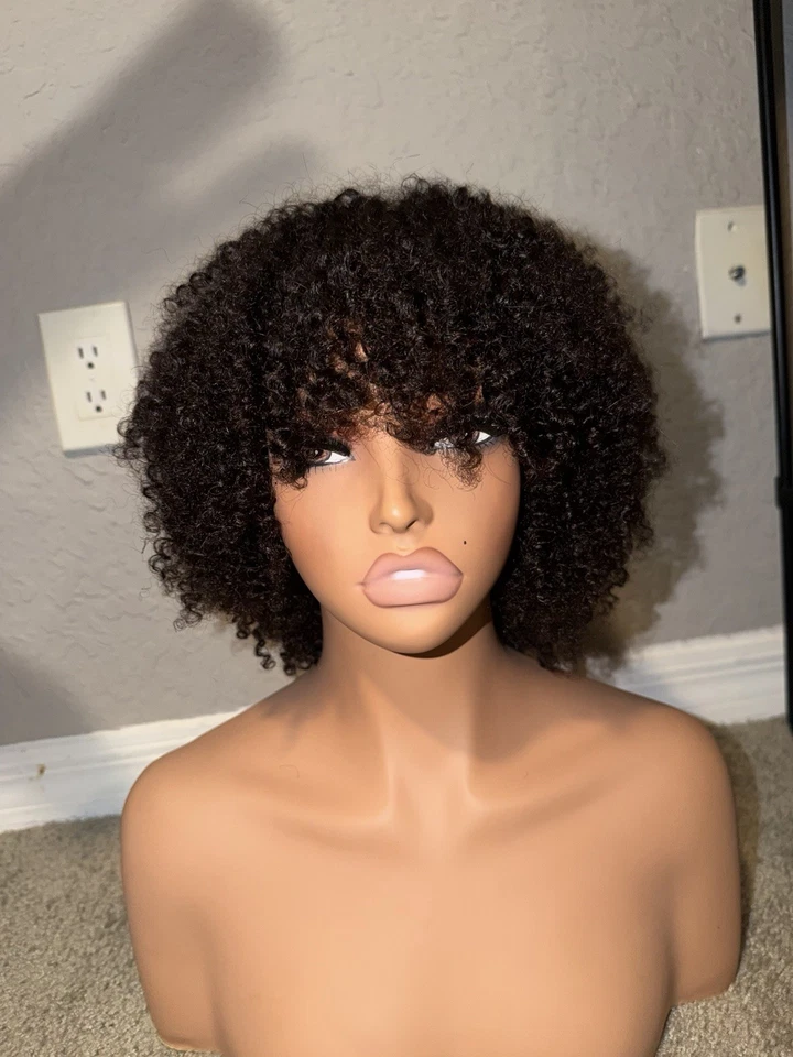 Peluca brasileña de cabello afro humano rizado y rizado 200 % densidad Foto 1 de 2