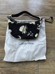 Calvin Klein Clutch Wristlet Purse Beaded Black And White Pattern - Picture 1 of 3