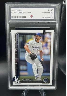 2025 Topps Baseball #146 Clayton Kershaw Los Angeles Dodgers gema como nueva PTA 10🔥 Foto 1 de 2