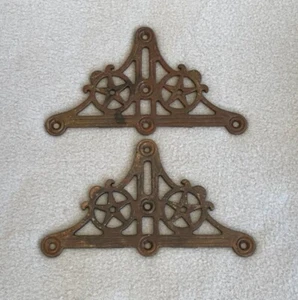 Pair of Antique Cast Iron 7"x4" Victorian Lattice Pieces Architectual Salvage - Picture 1 of 19