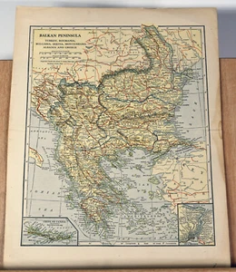 Antique Map Europe Balkan Peninsula Turkey Romania Bulgaria Greece Albania - Picture 1 of 4