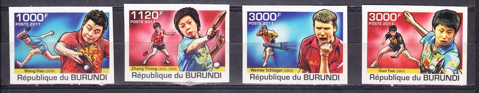 W BURUNDI 0976v-979v TABLE TENNIS PLAYERS IMPERFORATED SET - Image 1 of 1