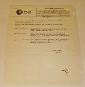 1969 signiert MGM Studios Dokument Thema: THEN CAME BRONSON Ruth Larkin - Bild 1 von 4