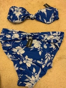DEBENHAMS BIKINI SIZE 20 HIGH WAISTED PANTS BANDEAU TOP - Picture 1 of 2