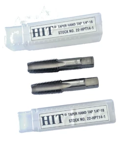 Lote de 2 piezas H.I.T. Grifo de rosca de tubo cónico NPT de acero de alta velocidad de marca 1/4-18 - Imagen 1 de 3