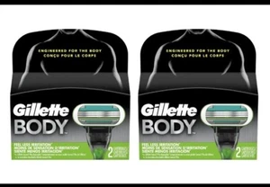 Gillette Body Razor Refill Cartridges 2 Count Razor Blade Package, Pack of 2 - Picture 1 of 1