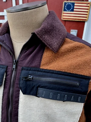 Nike Jordan Cozy Girl Colorblock Jacket Oversize Small Wool Blend DJ2723-204 - Image 1 of 4