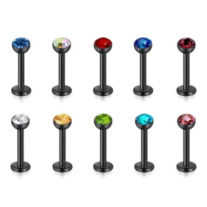 10Pcs 16G Labret Lip Monroe Ring Surgical Steel Lip Helix Stud Earrings Piercing - Picture 1 of 20
