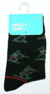 1 Pair Black/Multi-Color Graphic Novelty Socks   Sock Size 6-8.5 - Picture 1 of 1