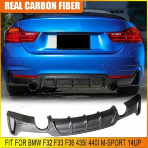 For BMW F32 F33 F36 435i 440i M-Sport 14UP REAL CARBON Rear Bumper Diffuser Lip - Picture 1 of 14