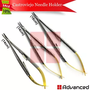 Dental TC Castroviejo Needle Holder Ophthalmic Micro Surgery Suturing Forceps CE - Picture 1 of 4