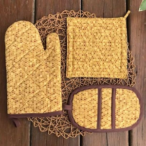 Oven Mitt, Square Potholder, Finger Hot Pad Honeycomb, Baking Gift Set of 3 - Picture 1 of 6