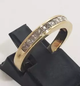 LOVELY 14K YELLOW GOLD 1/2 CT TW PRINCESS DIAMOND CHANNEL SET BAND RING SIZE 5 - Picture 1 of 13