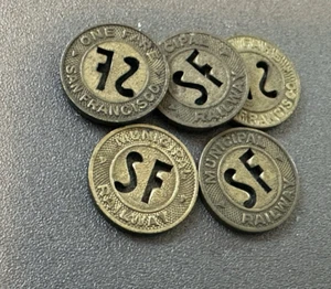 5 Muni Token Vintage San Francisco Municipal Railway Tasche Seilbahn - Bild 1 von 2