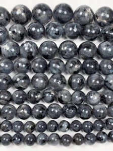 AAA Black Labradorite moonstone Smooth Round Beads 15.5" Strand 4mm 6mm 8mm 10mm - Picture 1 of 8