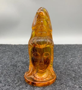 15cm Exquisite decor amber succinum carve kwan yin guanyin head statue resin - Picture 1 of 9