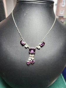 Art Deco Sterling Silver And Bezel Mounted Crystal Riviere Necklace - Picture 1 of 8