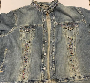 Vintage Ladies Rare Levis Easy Rider Denim Jacket Colorful Levi Strauss 3x - Picture 1 of 12
