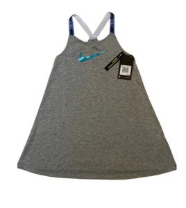NIKE Girls Heather Grey V-Back Athletic Dress With Color Changing graphic Sz 6X - Picture 1 of 5