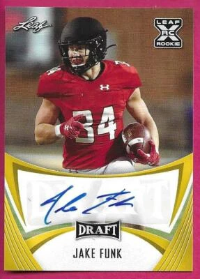 2021 Leaf Signature Football JAKE FUNK Autograph Gold Parallel Rookie XRC - Image 1 of 2