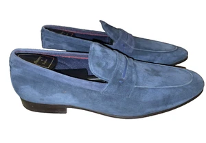 Mocassini eleganti Dune London uomo blu SASSOON scarpe slip on scamosciate morbide UK10M/44 - Foto 1 di 9