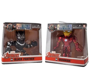 2 Marvel Avengers Metals Die-Cast Figures Black Panther Iron Man Jada 1:32 Scale - Picture 1 of 15