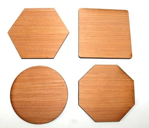 Wood Coaster Laser cut 5mm Plywood coaster Shape blanks 100mm (10cm) 4 shapes - Picture 1 of 14