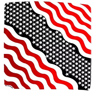 Wavy usa American Flag Red Bandana Cotton Handkerchief Hanky Square - Picture 1 of 4