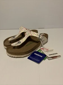 Sandalia Tanga BIRKENSTOCK Gizeh BS Birko Flor VEGANA EE. UU. 5 ACUARELA FLOR BLANCA - Imagen 1 de 22