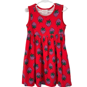 Hanna Andersson Girls Size 4 100 cm Chasing Summer Play Dress Red Strawberries - Picture 1 of 6