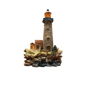 Miniature Resin Lighthouse Figurine Collectible Knickknack Decoration Harbor Sea - Picture 1 of 8