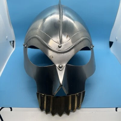 Средневековый козырек череп доспехи шлем копия LARP латунные зубы - Изображение 1 из 4