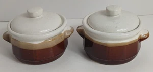 2 Vintage 1960's Mt Clemens Pottery Bean Crock Bowls Ceramic Pots with Lids READ - Picture 1 of 11