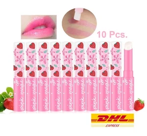 10 x Mistine Pink Magic Lips Plus Vitamin E Lip Balm Nourishing Strawberry Scent - Picture 1 of 9