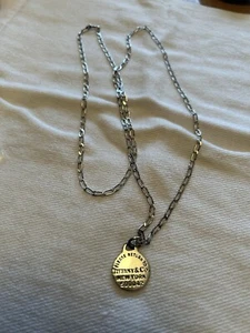 return to tiffany necklace round tag. 30” Chain - Picture 1 of 5