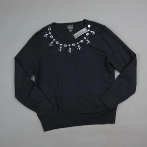Suéter Covington Petite Negro XL Adornado Detalle Estrás Suave Mezcla Rayón - Imagen 1 de 9