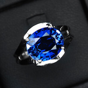 Invaluable Royal Blue Sapphire Oval 6.20 Ct 925 Sterling Silver Handmade Rings