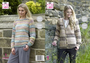 King Cole Damen Pullover & Cardigan doppelt Strickmuster Raglanärmel 5304 - Bild 1 von 4