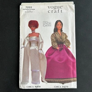 Vogue 7222 Doll Clothes Pattern 11.5" Barbie 1960s 1970s Wrap Dress Gown Skirt - Picture 1 of 7