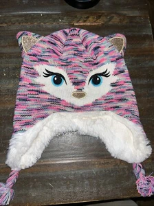 CAPELLI New York Pastel Knit Faux Fur Kid Baby Girl 7-14 M/LHat Cap Tassels CUTE - Picture 1 of 6