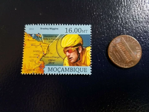 Bradley Wiggins Road Racing Cyclist 2013 Mocambique Perforated Stamp Cover
