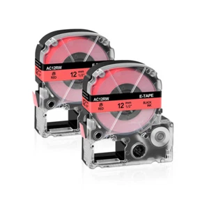 2PK Negro sobre Rojo 1/2" Compatible para EPSON LK-4RBP LC-4RBP KingJim SC12RW Cinta - Imagen 1 de 8