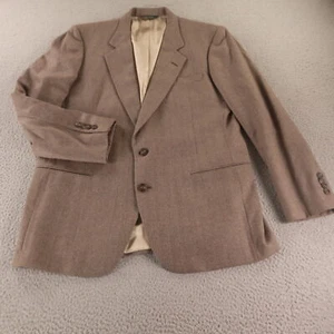 VTG Pierre Cardin Jacket M Brown Herringbone 100% Wool Tweed Blazer 43R - Picture 1 of 19