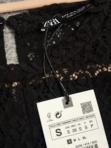 BNWT ZARA Black Contrast Lace And Pleated Dress Size S - Picture 1 of 7