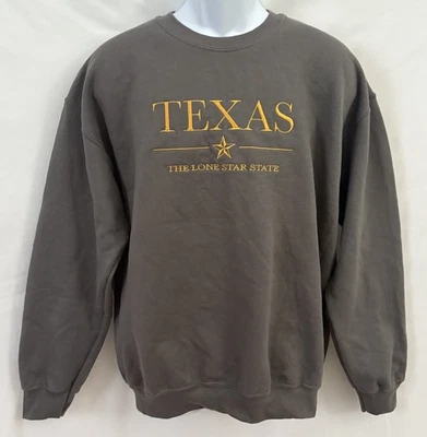 Suéter De Colección Y2K Texas Lone Started Gris Cuello Redondo Para Hombre Talla Grande  Foto 1 de 4