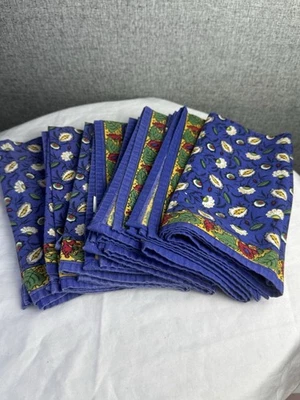 Williams Sonoma 8 - Cloth Napkins Blue Red Yellow Floral 100% Cotton RN 71395 - Image 1 of 4