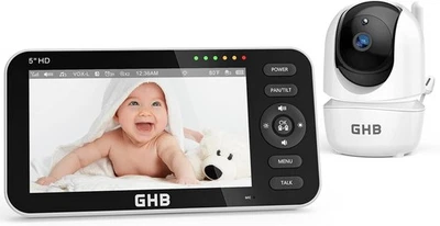 GHB Baby Monitor SM50B Audio video 350° 720P 5'' Autonomia 168 ore night vision - Imagen 1 de 4