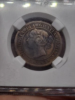 1859 Canada 1c Narrow 9 Bronze Fine Details Surface Hairlines Woody Tone Reverse - Image 1 of 4