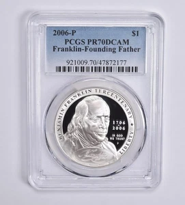 PR70 2006-P DCAM Ben Franklin Founder Commem. Silver Dollar PCGS Blue Lbl *9331 - Picture 1 of 5